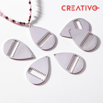 Baza do beadingu łezka ze stali chirurgicznej w kolorze srebrnym 34mm