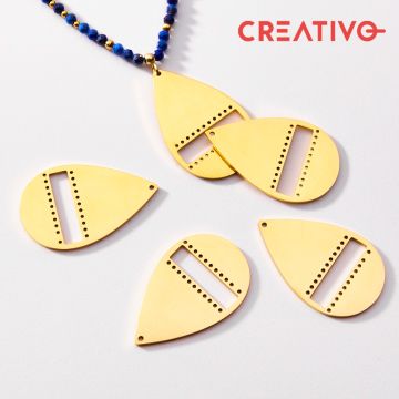 Baza do beadingu łezka ze stali chirurgicznej w kolorze złotym 34mm