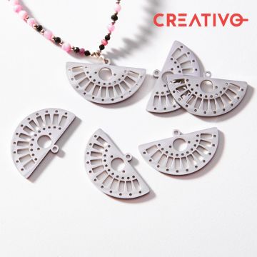 Baza do beadingu wachlarz z wycięciami ze stali chirurgicznej w kolorze srebrnym 30mm