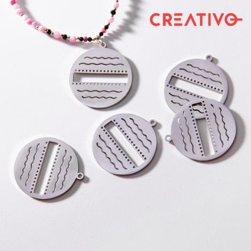 Baza do beadingu kółko z falami ze stali chirurgicznej w kolorze srebrnym 30mm