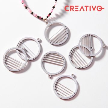 Baza do beadingu kółko ze stali chirurgicznej 4 rzędy w kolorze srebrnym 25mm