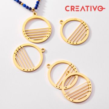 Baza do beadingu kółko ze stali chirurgicznej 4 rzędy w kolorze złotym 25mm