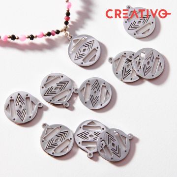 Baza do beadingu kółko boho ze stali chirurgicznej w kolorze srebrnym 14,7mm