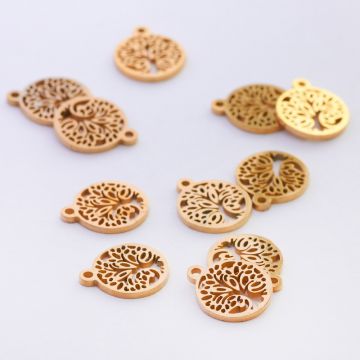 Mini zawieszka ze stali chirurgicznej drzewo życia w kolorze złotym 10mm