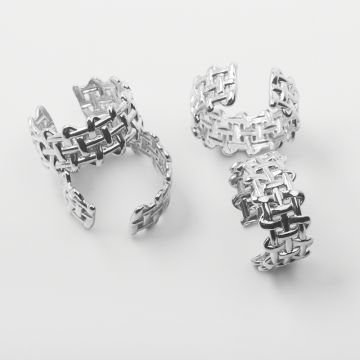 Pierścionek ze stali chirurgicznej regulowany plecionka 21mm