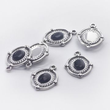 Zawieszka ze stali chirurgicznej owal z onyksem 21,5mm