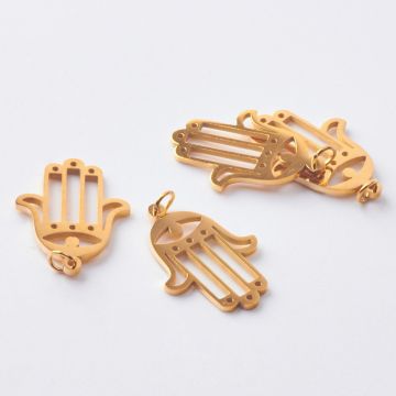 Baza do beadingu ze stali chirurgicznej ręka fatimy w kolorze złotym 22mm