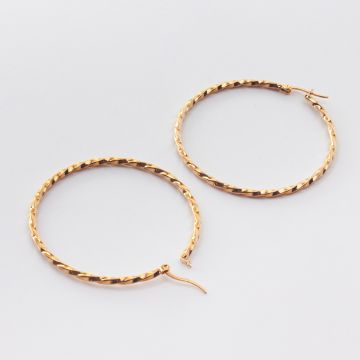 Kolczyki koła skręcane ze stali chirurgicznej w kolorze złotym 55mm