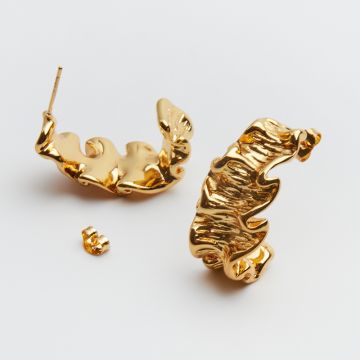 Kolczyki ze stali chirurgicznej morskie algi w kolorze złotym 29mm PVD