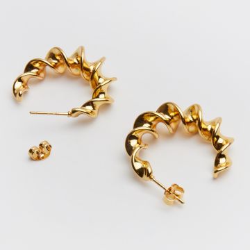 Kolczyki ze stali chirurgicznej otwarte koło DNA w kolorze złotym 28mm PVD