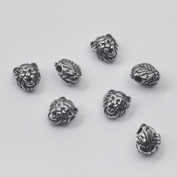 Koralik do męskich bransoletek lew w kolorze srebrnym 11,5x10mm