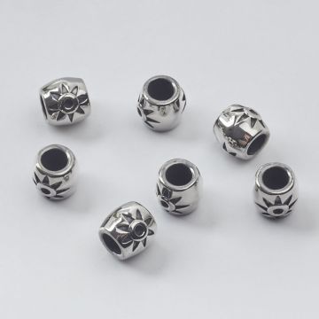 Koralik słoneczko do męskich bransoletek ze stali chirurgicznej w kolorze srebrnym 10x9mm