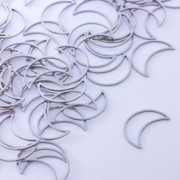 Baza geometryczna ze stali chirurgicznej księżyc w kolorze srebrnym 21x14,5mm