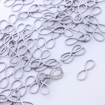 Baza geometryczna ze stali chirurgicznej znak nieskończoności w kolorze srebrnym 21x7mm