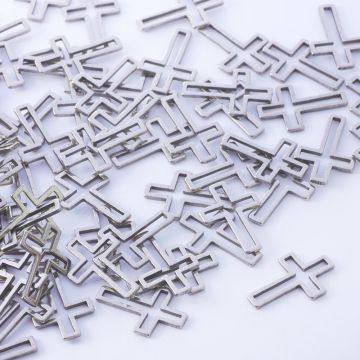 Baza geometryczna ze stali chirurgicznej krzyż w kolorze srebrnym 16x10mm