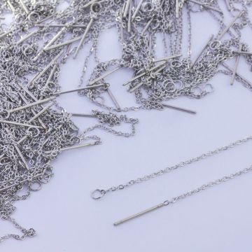 Baza do kolczyków z łańcuszka ze stali chirurgicznej w kolorze srebrnym 10,5cm