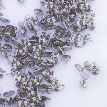 Sztyfty do kolczyków łezki ze stali chirurgicznej w kolorze srebrnym 5x8mm