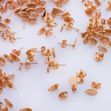 Sztyfty do kolczyków łezki ze stali chirurgicznej w kolorze złotym 5x8mm
