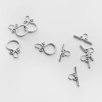 Zapięcie toggle ze stali chirurgicznej z zawijasami 15mm