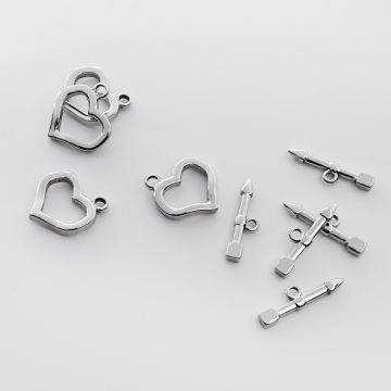 Zapięcie toggle ze stali chirurgicznej serce ze strzałą