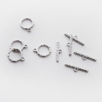 Zapięcie toggle ze stali chirurgicznej gniecione w kolorze srebrnym 16mm