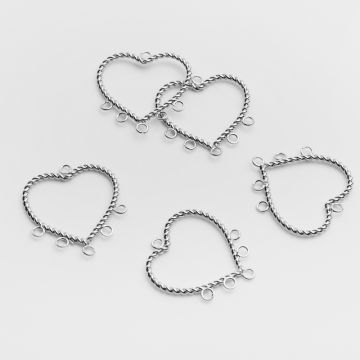 Baza kolczyka ze stali chirurgicznej serce z podwieszeniami w kolorze srebrnym 20,5mm