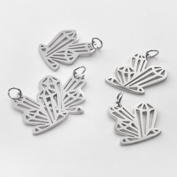 Zawieszka ze stali chirurgicznej kryształy mocy w kolorze srebrnym 21mm