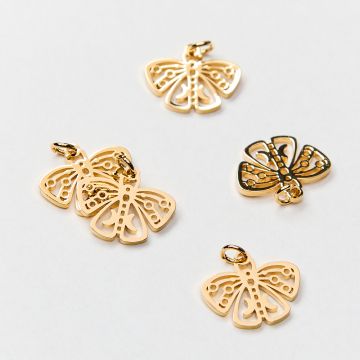 Zawieszka ze stali chirurgicznej ćma w kolorze złotym 11mm PVD