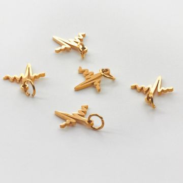 Zawieszka ze stali chirurgicznej linia życia w kolorze złotym 11mm