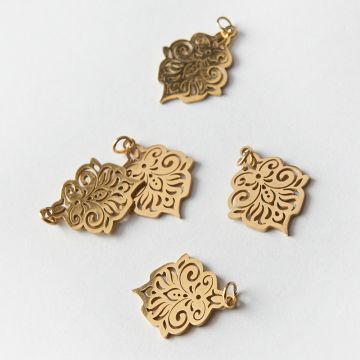 Zawieszka ze stali chirurgicznej wachlarz w kolorze złotym 20x16mm PVD