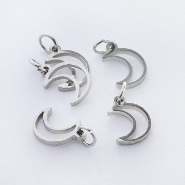 Zawieszka ze stali chirurgicznej księżyc wycięty kolor w kolorze srebrnym 12mm