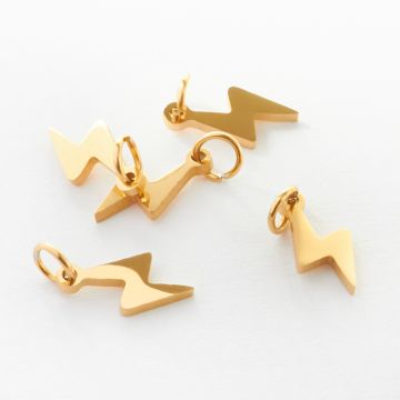 Zawieszka ze stali chirurgicznej piorun w kolorze złotym 14mm