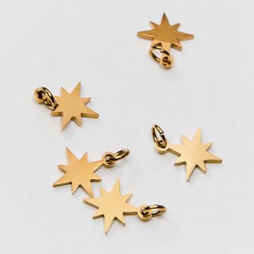 Zawieszka ze stali chirurgicznej róża wiatrów w kolorze złotym 9,5mm PVD