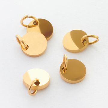 Zawieszka ze stali chirurgicznej mini kółko w kolorze złotym 6mm