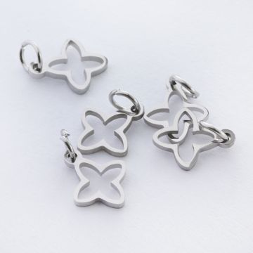 Zawieszka ze stali chirurgicznej koniczyna marokańska w kolorze srebrnym 11mm