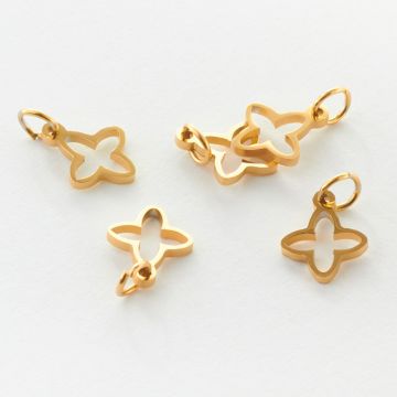 Zawieszka ze stali chirurgicznej koniczyna marokańska w kolorze złotym 13mm