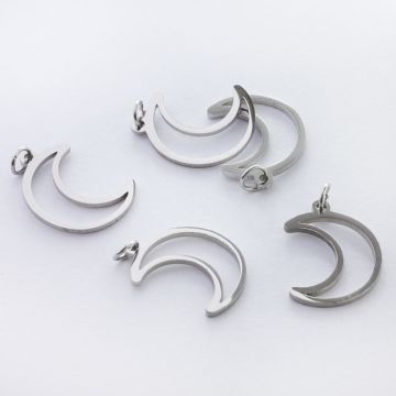 Zawieszka ze stali chirurgicznej księżyc wycięty kolor w kolorze srebrnym 17,5mm