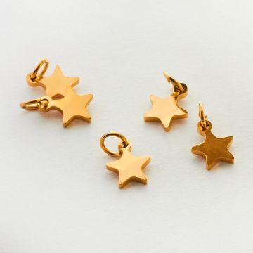 Mini zawieszka ze stali chirurgicznej gwiazdka w kolorze złotym 7mm PVD