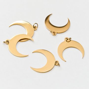 Zawieszka ze stali chirurgicznej róg obfitości gładki w kolorze złotym 18,5mm PVD