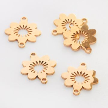 Łącznik ze stali chirurgicznej kwiatek w kolorze złotym 16mm