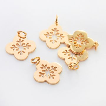 Zawieszka ze stali chirurgicznej koniczyna marokańska do naszyjników w kolorze złotym 19mm