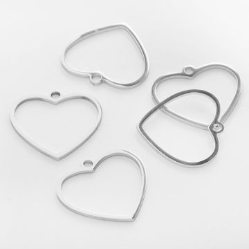 Zawieszka ze stali chirurgicznej serce wycięte do naszyjników w kolorze srebrnym 19mm
