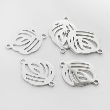 Łącznik ze stali chirurgicznej listek w kolorze srebrnym 19mm