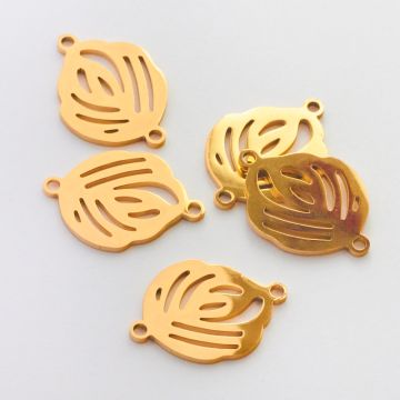 Łącznik ze stali chirurgicznej listek w kolorze złotym 19mm