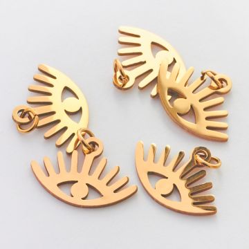 Zawieszka ze stali chirurgicznej oczko w kolorze złotym 10mm