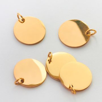 Zawieszka ze stali chirurgicznej kółko gładkie w kolorze złotym 15mm