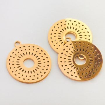 Zawieszka ze stali chirurgicznej serwetka w kolorze złotym 20mm