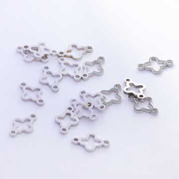 Łącznik ze stali chirurgicznej koniczynka marokańska w kolorze srebrnym 11mm