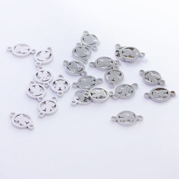 Łącznik ze stali chirurgicznej miś w kółku w kolorze srebrnym 11.5mm