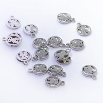 Zawieszka ze stali chirurgicznej miś w kolorze srebrnym 9,6mm